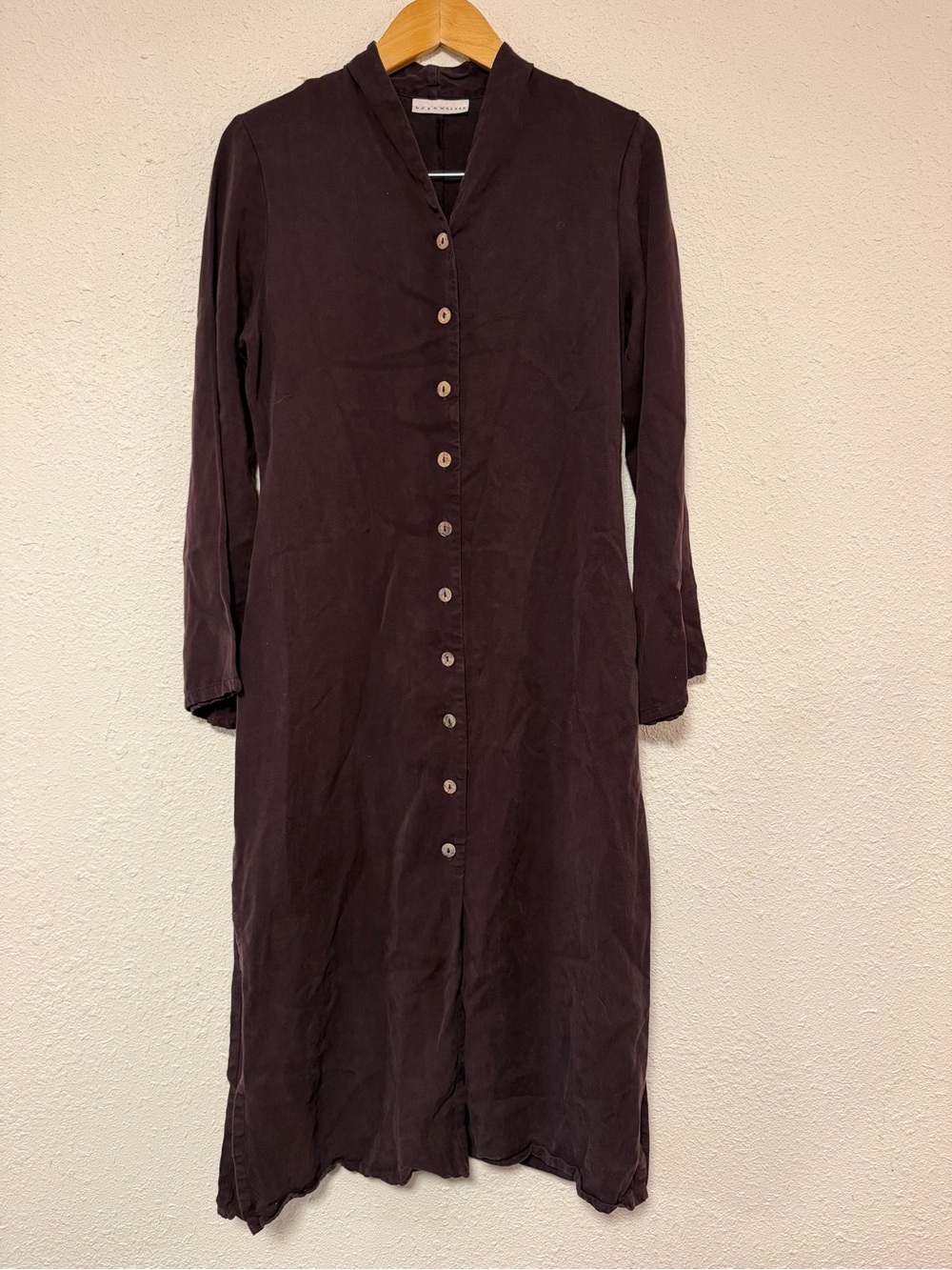 Bryn Walker Long Sleeve Button Front Tencel Brown Dress size small